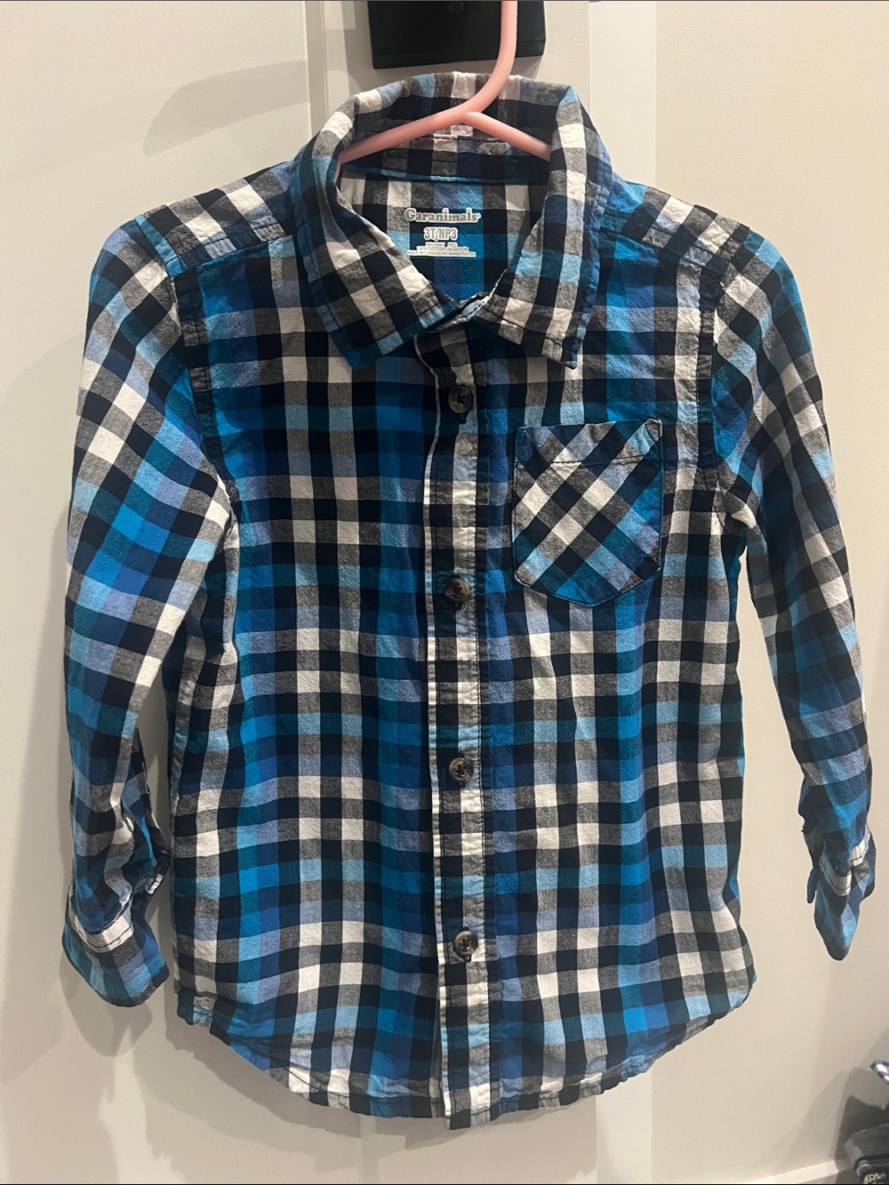 Carter's Blue and Black Plaid Button-Down Shirt
